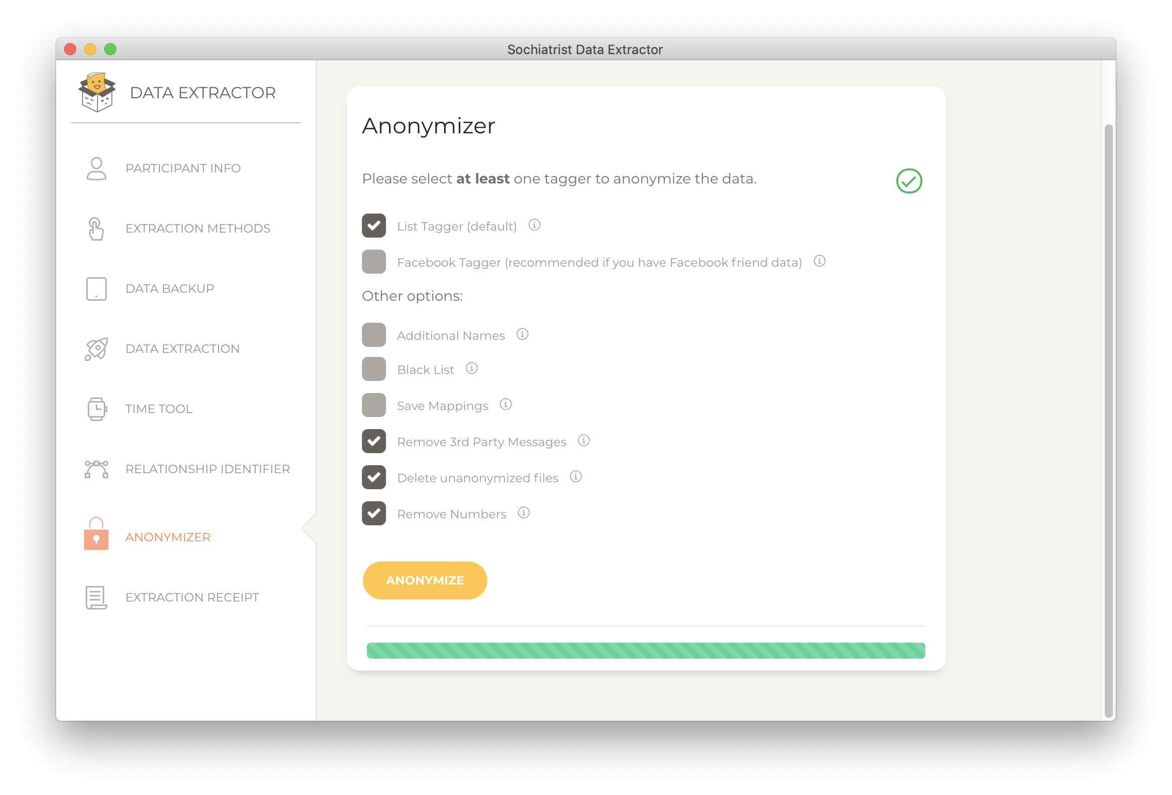 screenshot of anonymizer